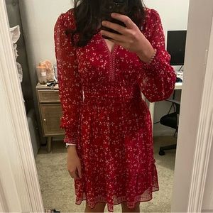 Max Studio Long Sleeve Mini Dress Red